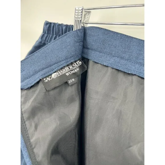 Navy Pencil Skirt 20W Sag Harbor Suits Blue Elastic Waist Office Vintage Modest - Picture 6 of 8